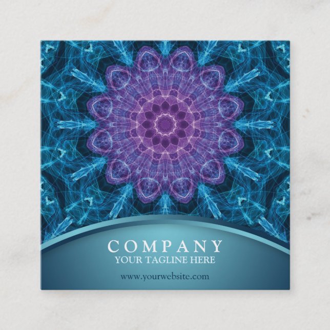 Carte De Visite Carré Fleur pourpre spirituelle, mer de bleu (Devant)