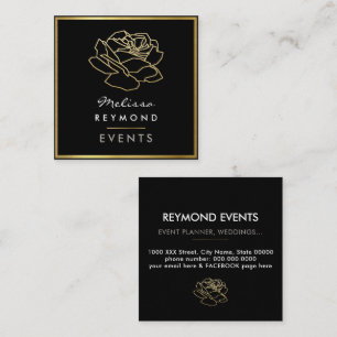 Carte De Visite Carré Fleur Rose encadrée, événements floraux