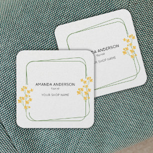 Carte De Visite Carré Fleuriste botanique élégante simple bordure floral