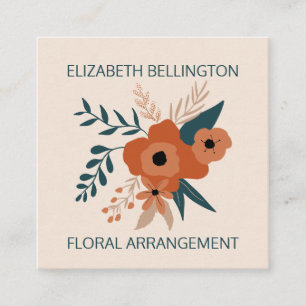 Carte De Visite Carré fleuriste rétro en terre cuite moderne et modifia