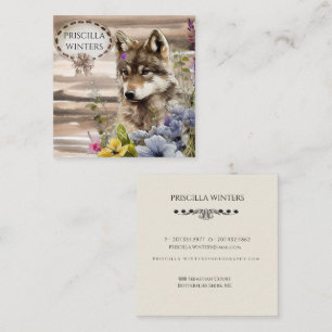 Carte De Visite Carré Fleurs de loup d'aquarelle élégantes
