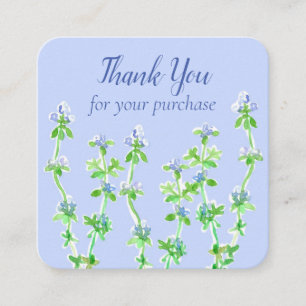 Carte De Visite Carré Fleurs d'Herbes de thym Merci pour votre achat