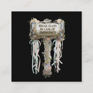 Carte De Visite Carré Fleurs Fantaisistes "Cassez la Vitre en Cas d'Urge