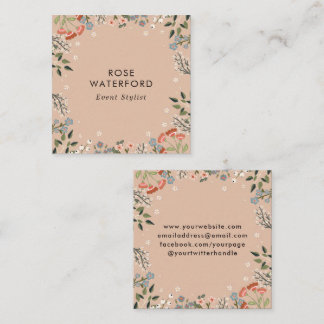 Carte De Visite Carré Fleurs sauvages boho - Palette de couleurs boho ne