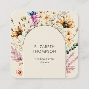 Carte De Visite Carré Floral Fleur sauvage Boho moderne