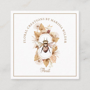 Carte De Visite Carré Florisant Miel Abeille Blush Boho Rose Carré Flora