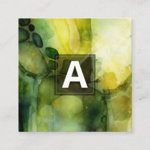 Carte De Visite Carré Flux Lumineux   Aquarelle Abstraite 