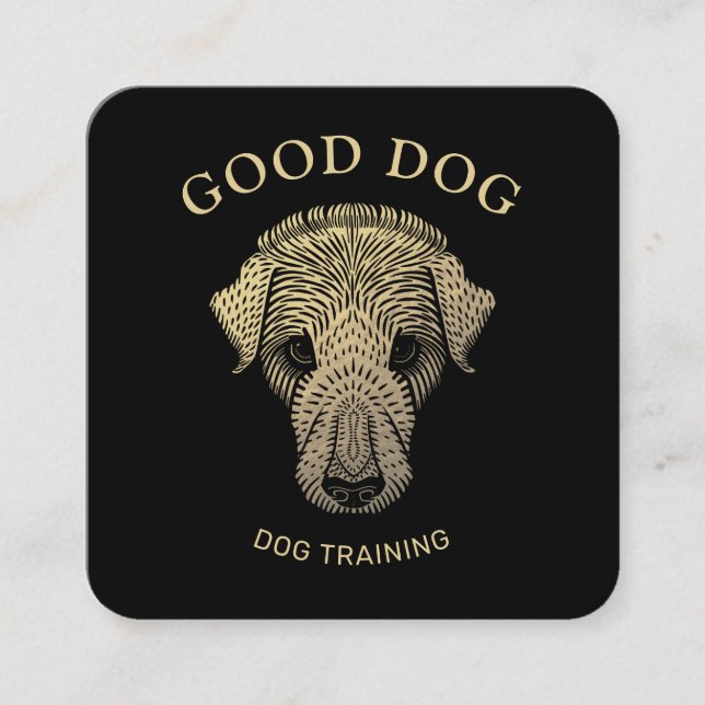 Carte De Visite Carré Formation d'entraîneur de chien d'or (Devant)