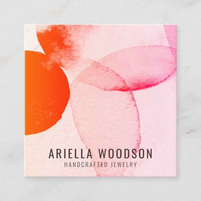 Carte De Visite Carré Formes Abstraites Joaillerie Designer Chic (Devant)