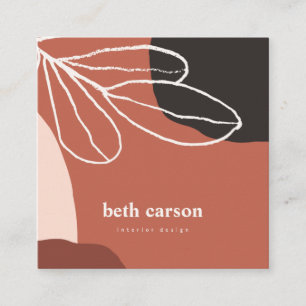 Carte De Visite Carré Formes biologiques blanches en terracota Abstrait 