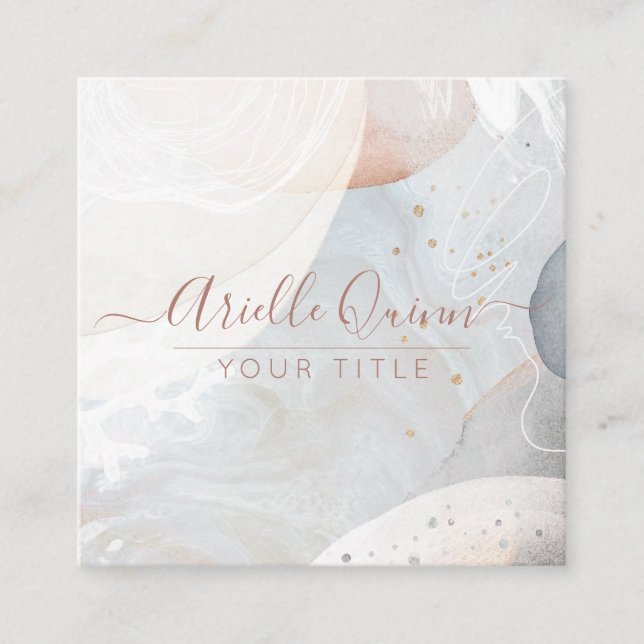 Carte De Visite Carré Formes d'aquarelle Abstraites (Devant)
