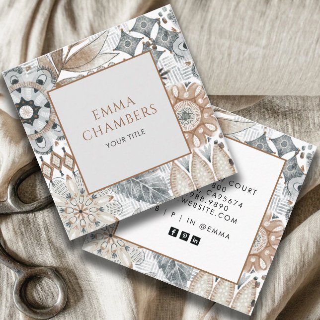 Carte De Visite Carré Formes de Boho Terme (Créateur téléchargé)