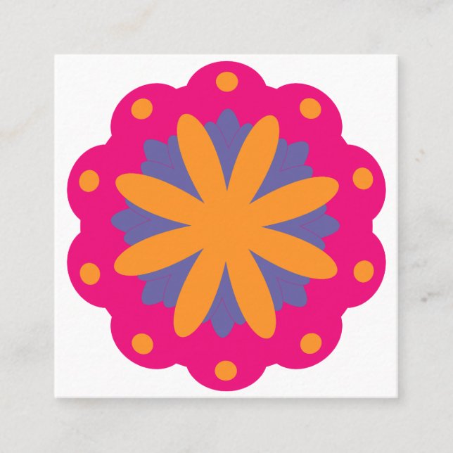 Carte De Visite Carré formes de cercle floral coloré (Devant)