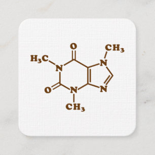 Carte De Visite Carré Formule chimique moléculaire du café à la caféine