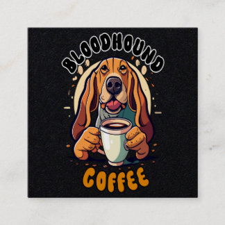 Carte De Visite Carré Funny Bloodhound chien boire du café