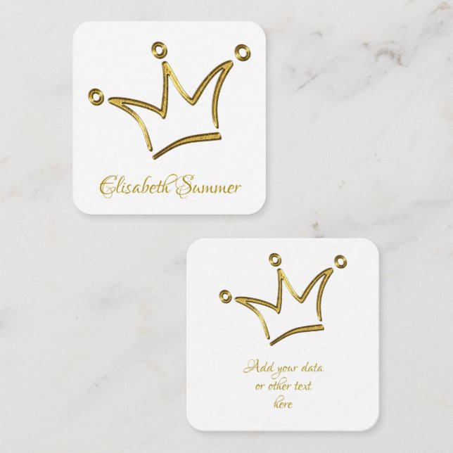 Carte De Visite Carré Funny Couronne d'or - luxe royal 1 (Devant / Derrière)