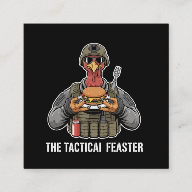Carte De Visite Carré  Funny Tactical Feaster Turkey Soldier Thanksgivin (Devant)