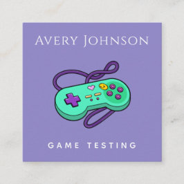 Carte De Visite Carré Gamer Jeu Tester moderne vert Joystick Retro Geek