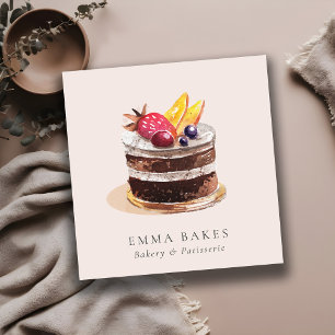 CARTE DE VISITE CARRÉ GÂTEAU FLORAL AUX FRUITS BLEUS PATISSERIE CUPCAKE 