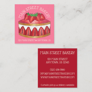 Carte De Visite Carré Gâteau fraise Fraisier Chef pâtisserie française B
