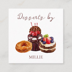 Carte De Visite Carré Gâteaux Sucres Desserts Boulangerie