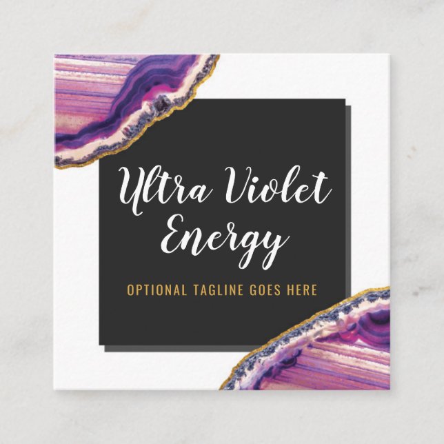 Carte De Visite Carré Géode Agate Slice Gemstone Ultra Violet violet (Devant)