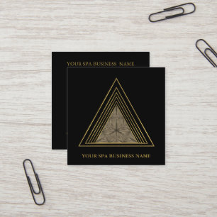 Carte De Visite Carré Géométrie sacrée de triangle doré coloré minimal