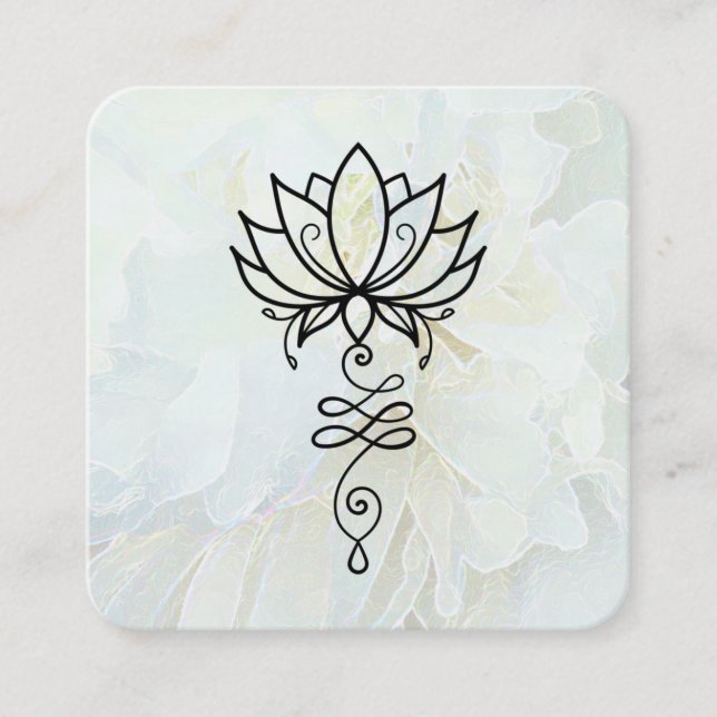 Carte De Visite Carré *~* Géométrie Sacrée. Nirvana Reiki Peony Floral (Devant)