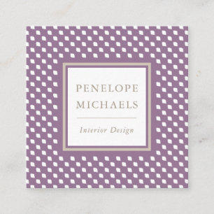 Carte De Visite Carré Géométrique chic violet et blanc