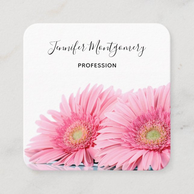 Carte De Visite Carré Gerbera Rose Daisies Élégant Carré photo (Devant)