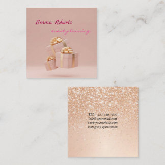 Carte De Visite Carré Gift Pink and White Balloons Modern Business card
