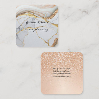 Carte De Visite Carré Gift Pink and White Glitter Modern Business card