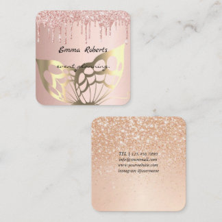 Carte De Visite Carré Gift Pink and White Glitter Modern Business card