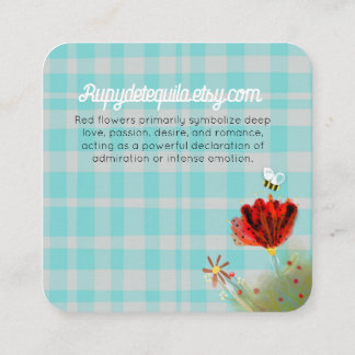 Carte De Visite Carré Gingham à carreaux turquoise