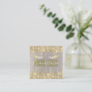 Carte De Visite Carré Girly Blush Gold Glit Eye Drips Artist SPA maquill