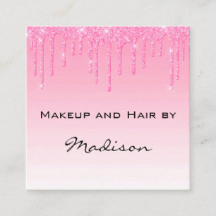 Carte De Visite Carré Glam Blush Rose Parties scintillant Drives Artiste