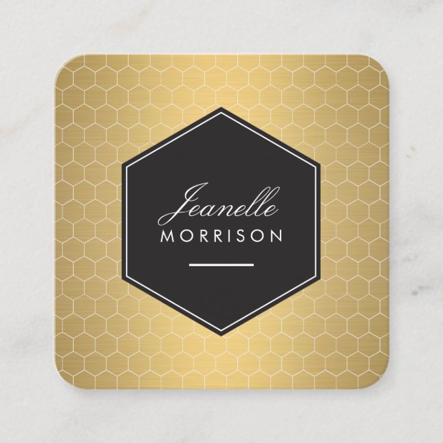 Carte De Visite Carré Glam Gold Honeycomb Motif (Devant)