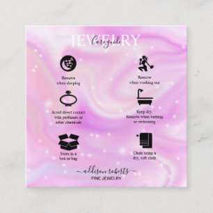 Carte De Visite Carré Glam moderne Iridescente Sparkle Bijouterie