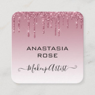 Carte De Visite Carré Glam Purple Rose Gold Parties scintillant Drives A