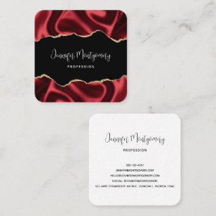 Carte De Visite Carré Glam rouge foncé Satin foncé Design abstrait