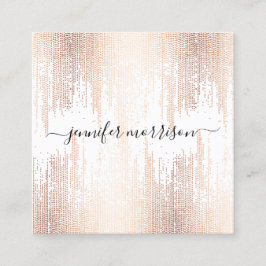 Carte De Visite Carré Glam Script Rose Gold Confetti Pluie