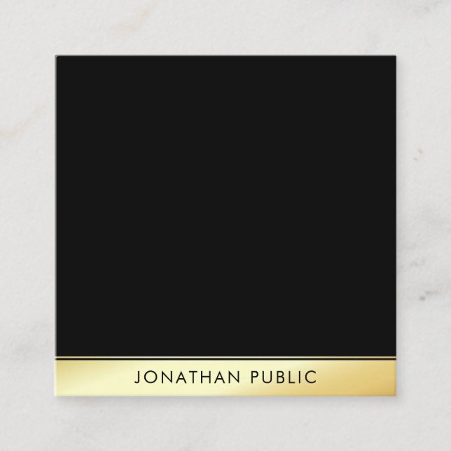 Carte De Visite Carré Glamor Black Gold Professional Élégant Modèle (Devant)