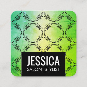 Carte De Visite Carré Glamour vert contemporain