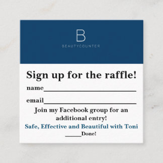 Carte De Visite Carré Glissements de tombola de Beautycounter