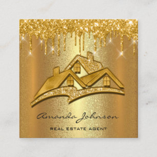 Carte De Visite Carré Gold Drives Custom Logo House Agent immobilier