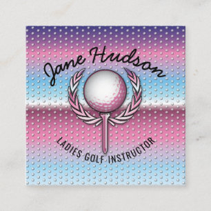 Carte De Visite Carré Gold Elegant Dames Golf Design