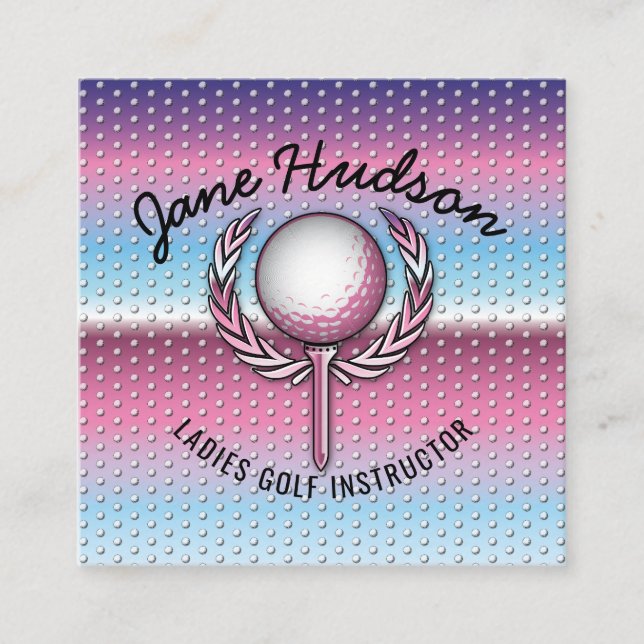 Carte De Visite Carré Gold Elegant Dames Golf Design (Devant)