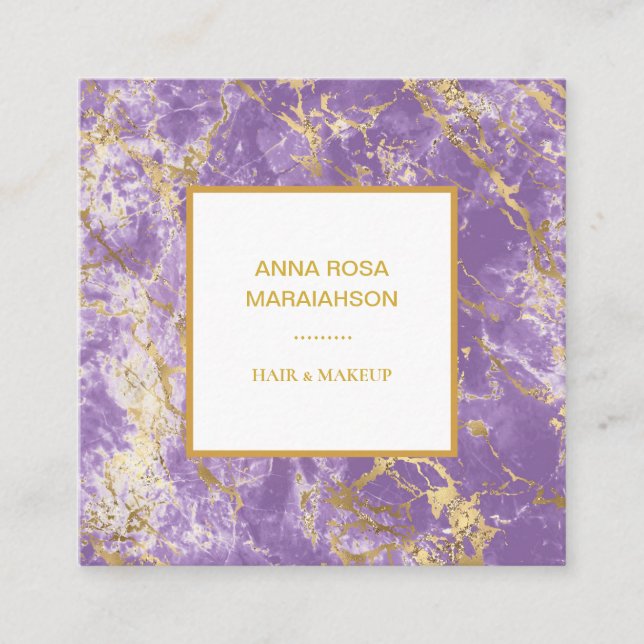 Carte De Visite Carré *~* Gold Foil Lavender Marble Modern Girly Luxe (Devant)