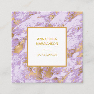 Carte De Visite Carré *~* Gold Foil Luxe Lavender Marble Modern Girl