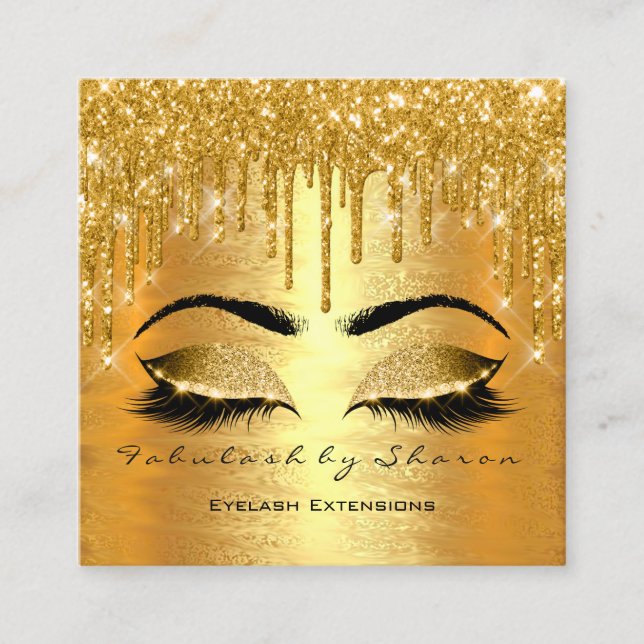 Carte De Visite Carré Gold Foil Maquillage Artiste Lashes Logo Lux (Devant)